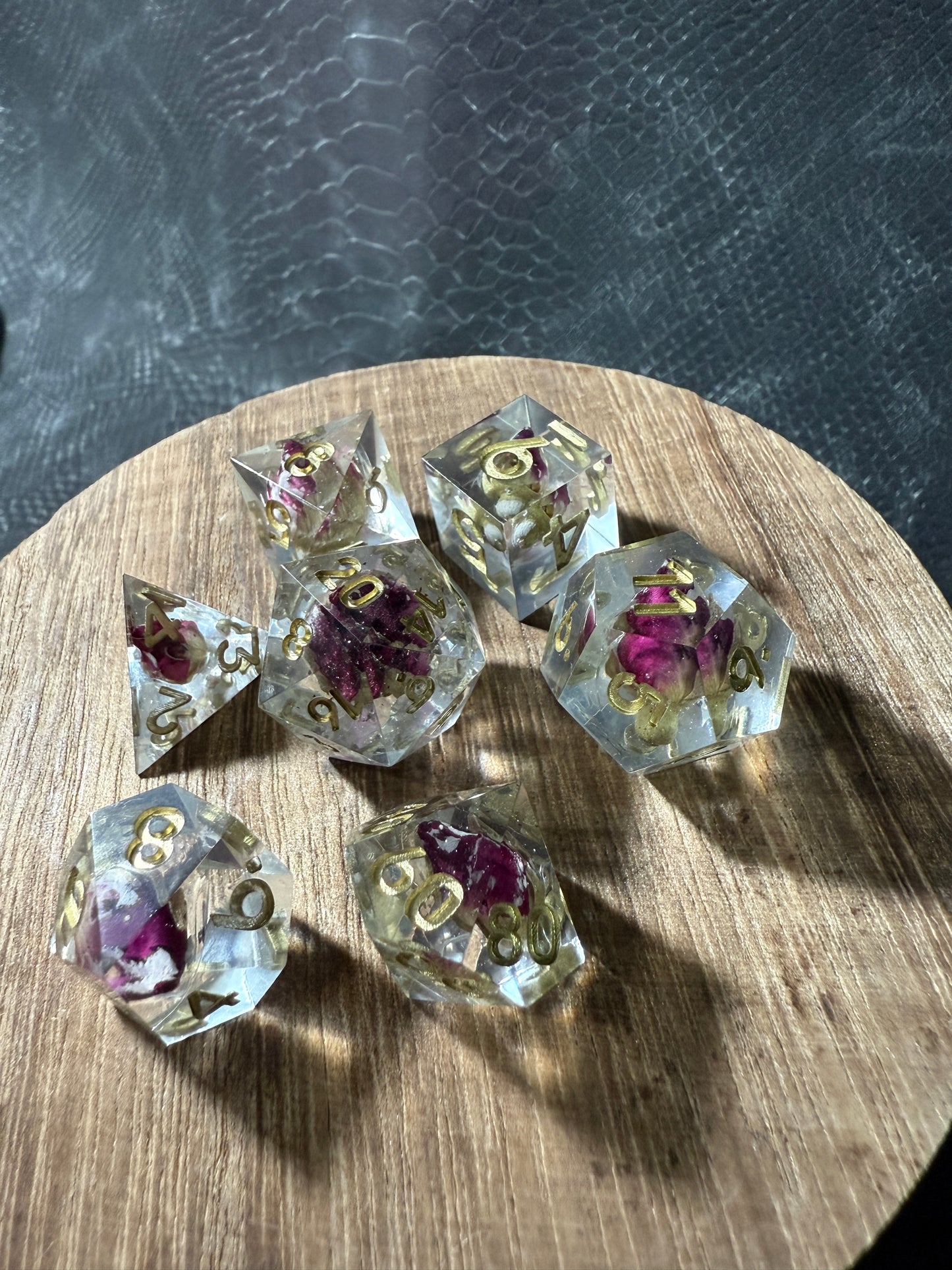 Spill the Tea Tea Cup – Rose Painted Porcelain Cup, Rosebud Themed Dice Set & Magic Item Card for D&D and Tabletop RPGs