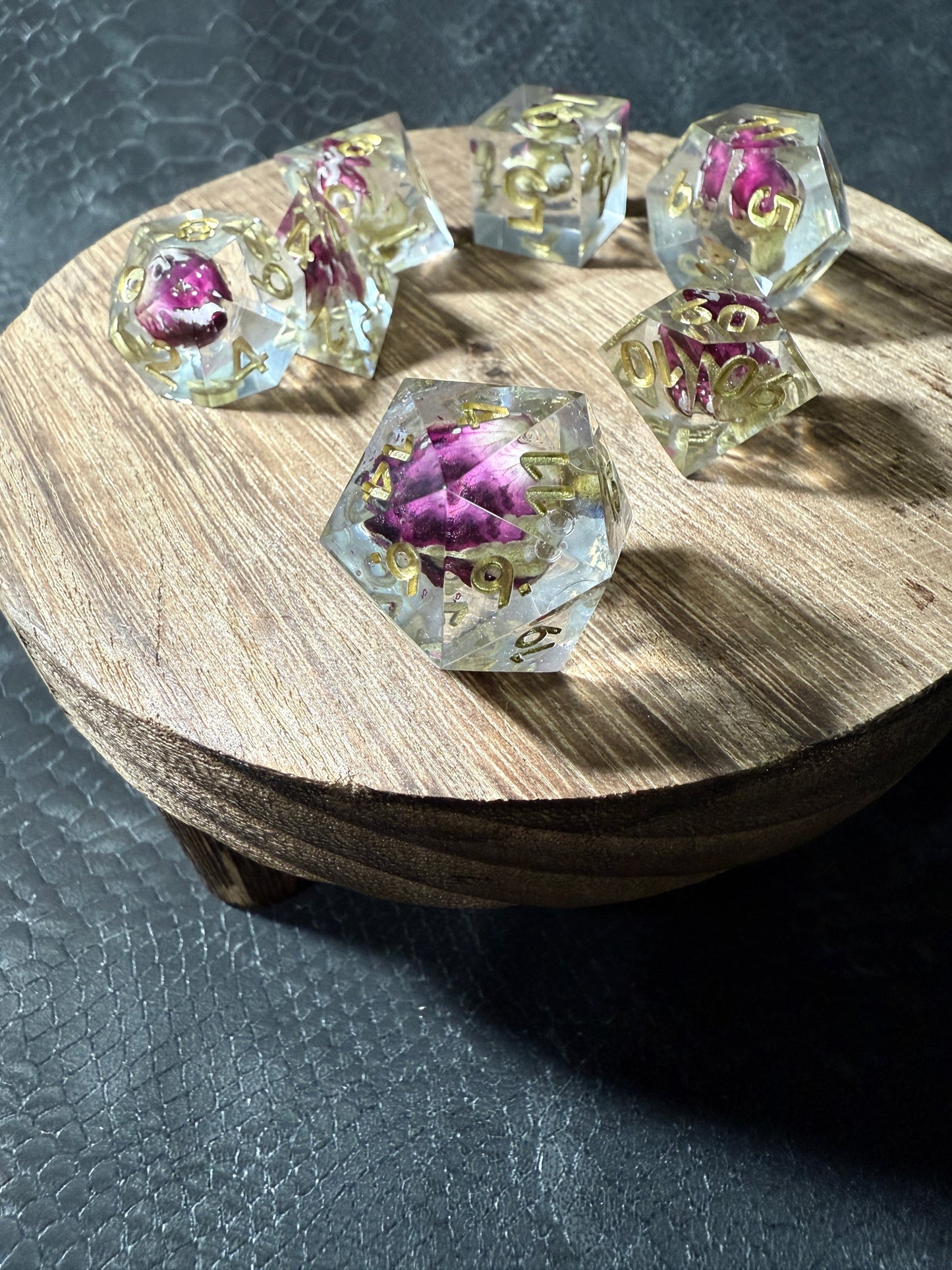 Spill the Tea Tea Cup – Rose Painted Porcelain Cup, Rosebud Themed Dice Set & Magic Item Card for D&D and Tabletop RPGs