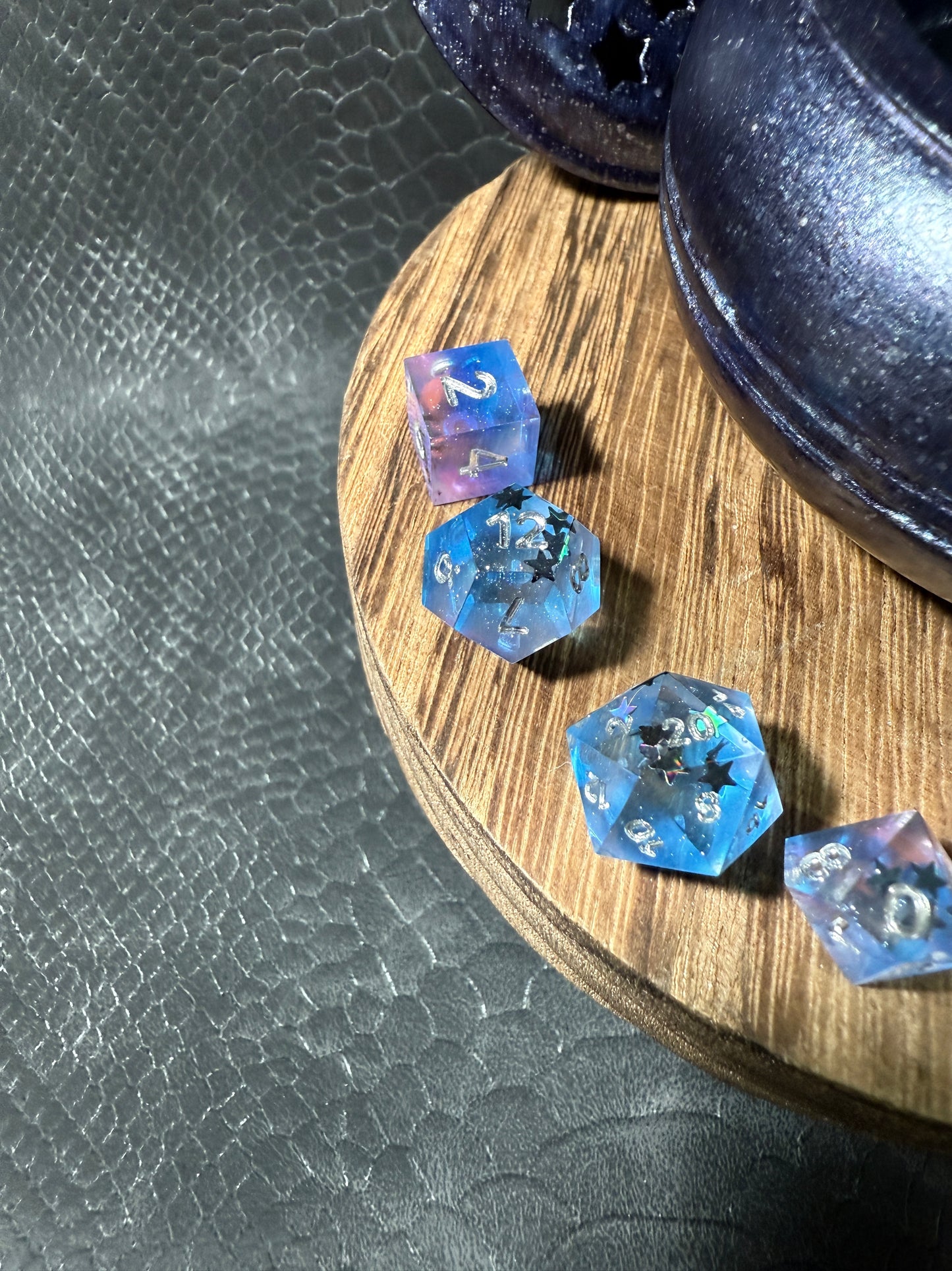 Astral Reliquary – Celestial themed Mini Dice Set, Magic Item Card & Galaxy Glazed Star Box for D&D and Tabletop RPGs