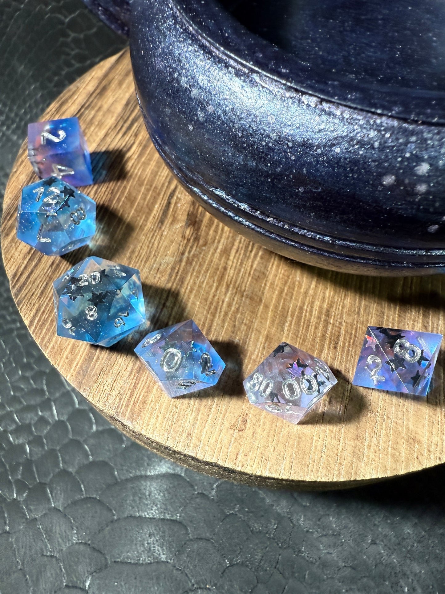Astral Reliquary – Celestial themed Mini Dice Set, Magic Item Card & Galaxy Glazed Star Box for D&D and Tabletop RPGs