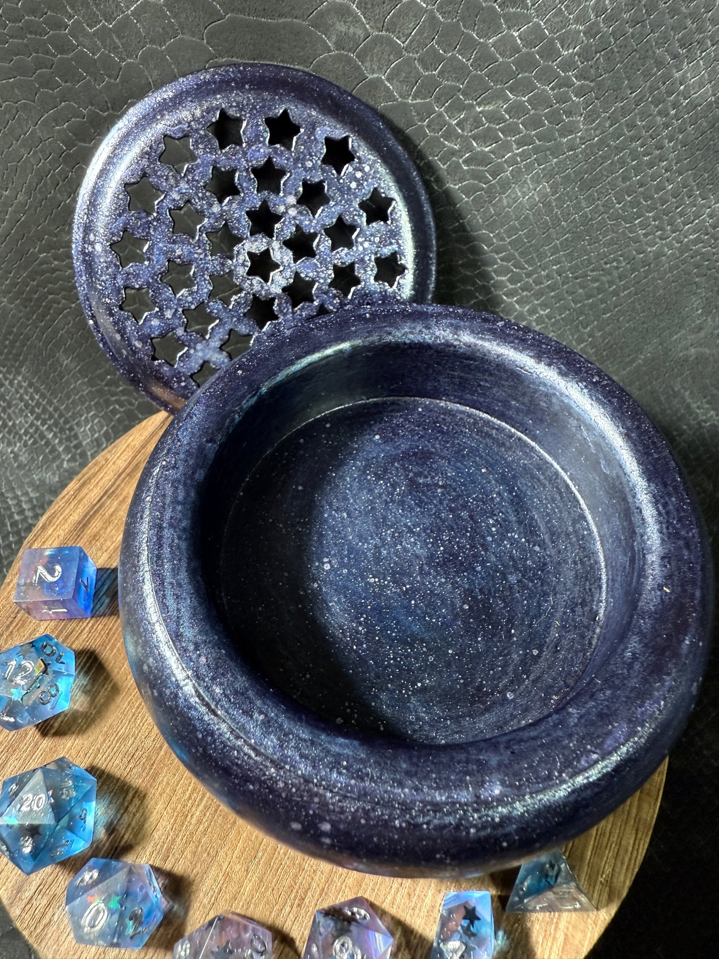 Astral Reliquary – Celestial themed Mini Dice Set, Magic Item Card & Galaxy Glazed Star Box for D&D and Tabletop RPGs