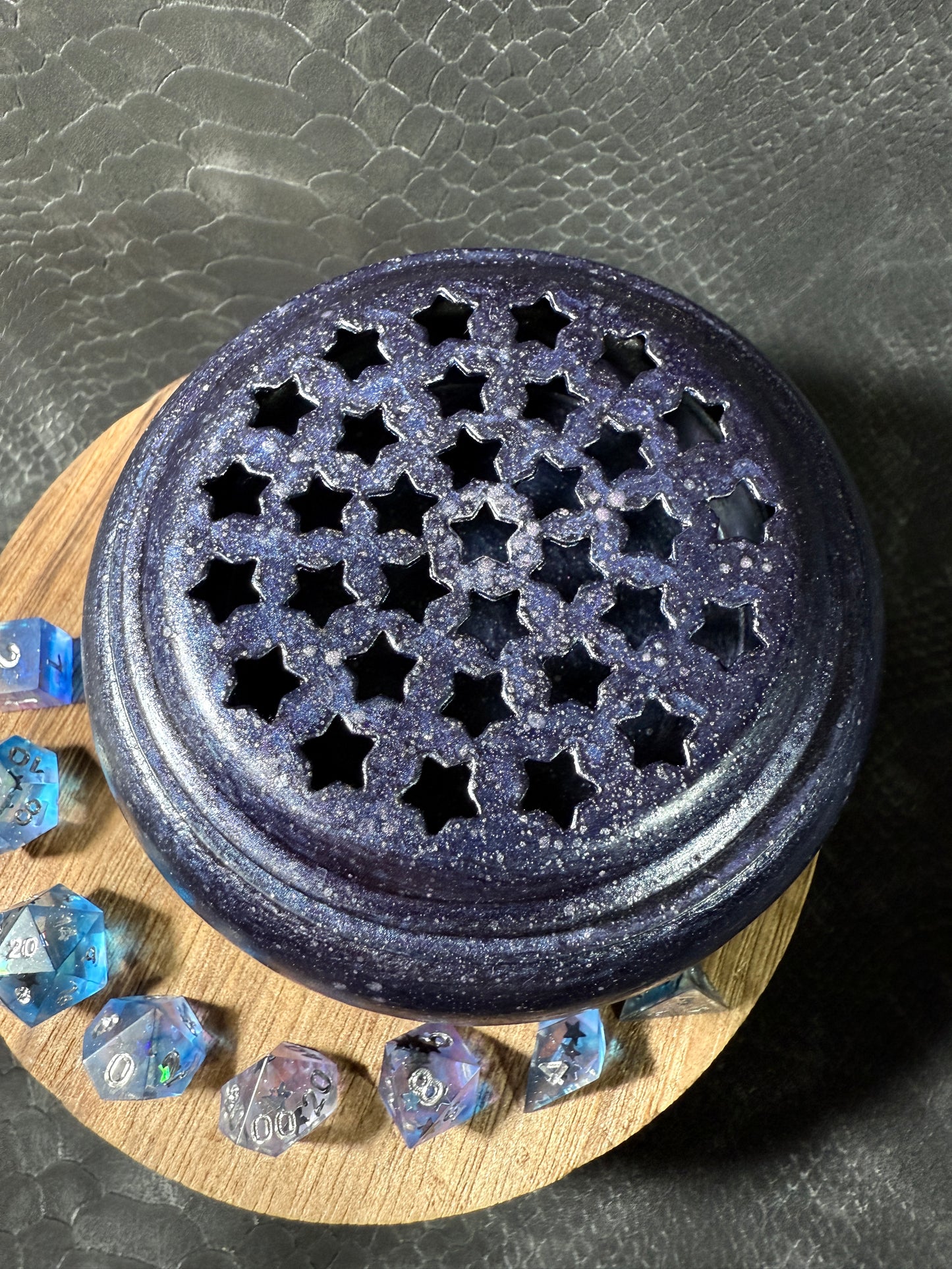Astral Reliquary – Celestial themed Mini Dice Set, Magic Item Card & Galaxy Glazed Star Box for D&D and Tabletop RPGs