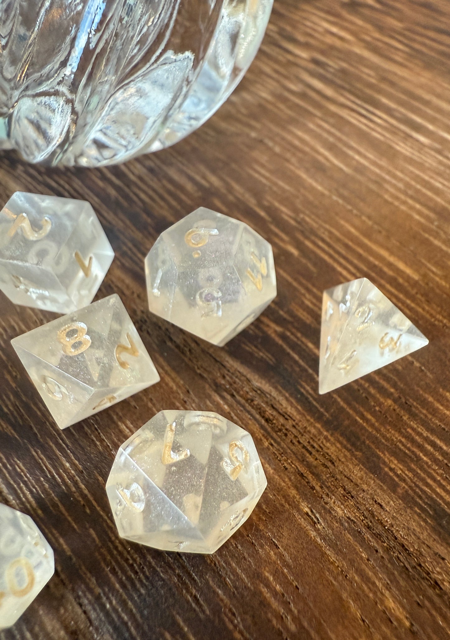 Whispered Memory Perfume Bottle - Iridescent Mini Dice Set, Magic Item Card & Glass Perfume Bottle
