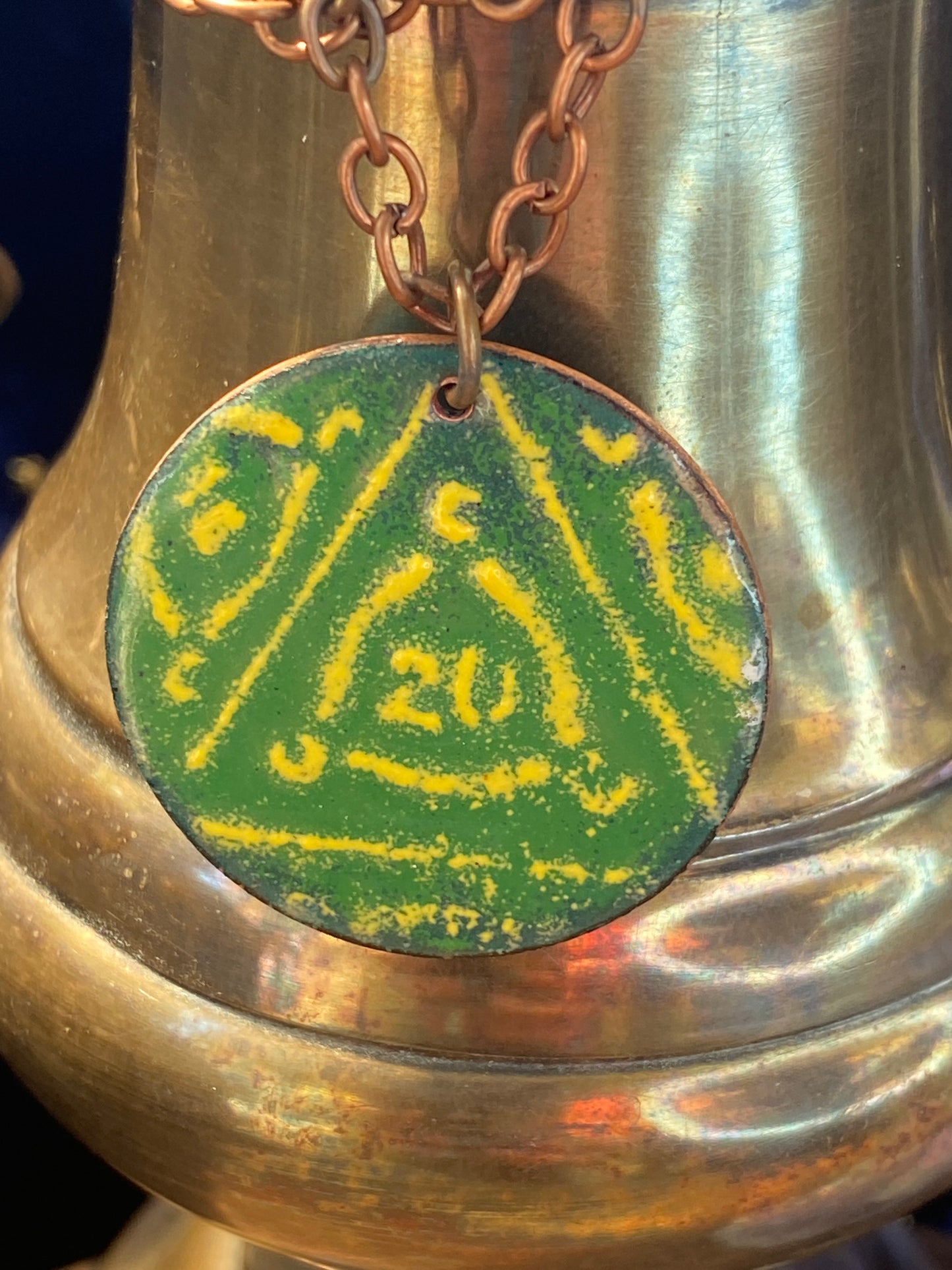 Copper enameled D20 themed Necklace for D&D, Pathfinder, and other TTRPG