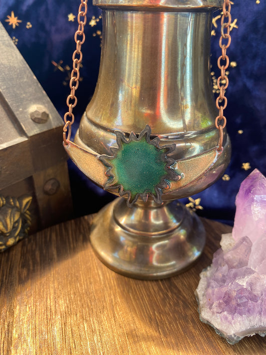 Copper enameled Sun and Moon themed Necklace