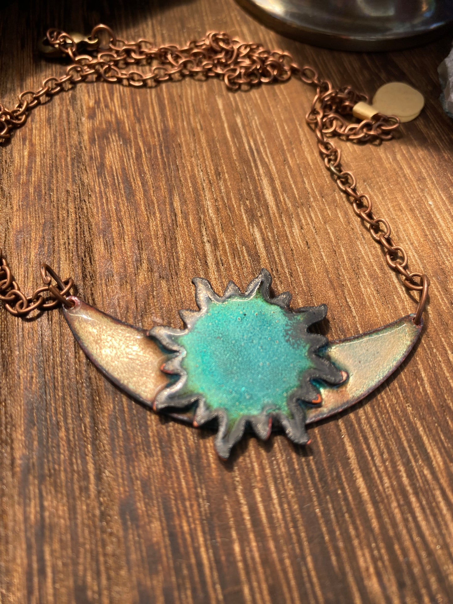 Copper enameled Sun and Moon themed Necklace