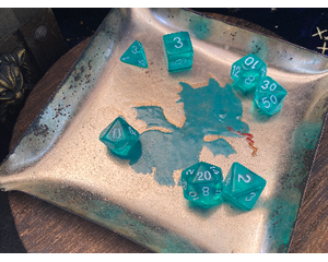 Copper enameled Baby Dragon themed dice tray, trinket tray, for D&D, Pathfinder, and other TTRPG